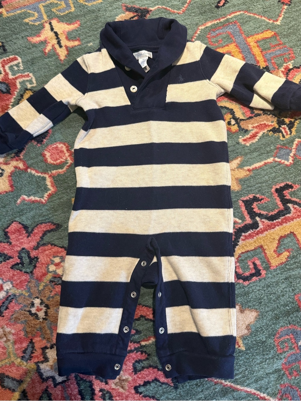 Ralph Lauren Navy & Cream Striped One-Piece